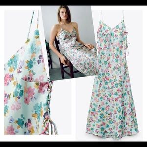 ZARA SIDE RUCHING PRINTED DRESS